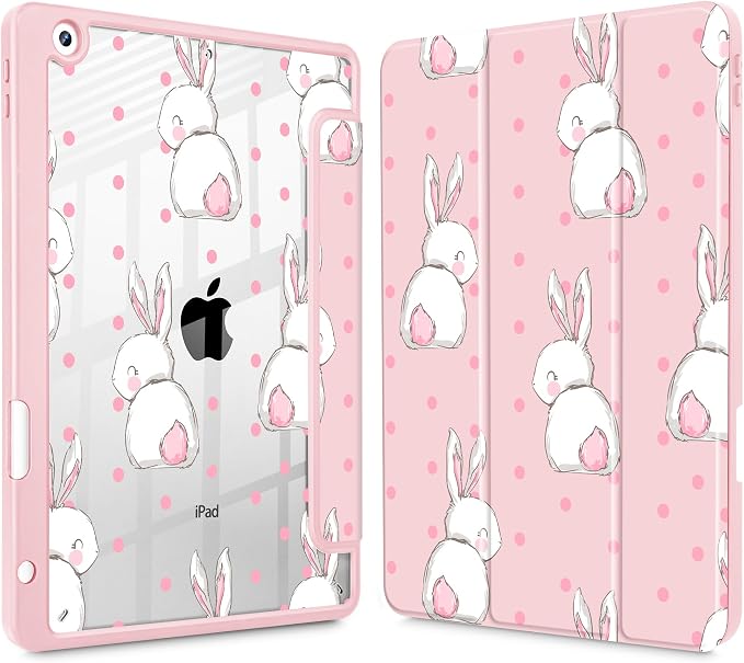 May Chen for iPad 9th Generation with Pencil Holder iPad 8th/7th Gen Case 10.2-inch [Penceil Holder] Trifold Stand Auto Wake/Sleep Clear TPU Protection Back Cover Ballet Shoes
