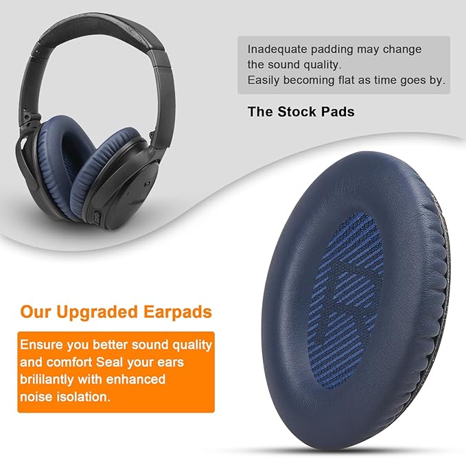 Premium Replacement Ear Pads for Bose QC35 & QC35ii Headphones by GEVO- Comfortable Adaptive Memory Foam and Extra Durable - Fits QuietComfort 35 & 35ii / SoundLink 1&2 AE（Over-Ear（Blue）