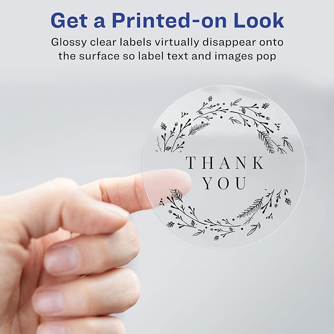 Avery Glossy Clear Round Labels, 1.625" Diameter, Pack of 500 - Make Custom Stickers (6582)