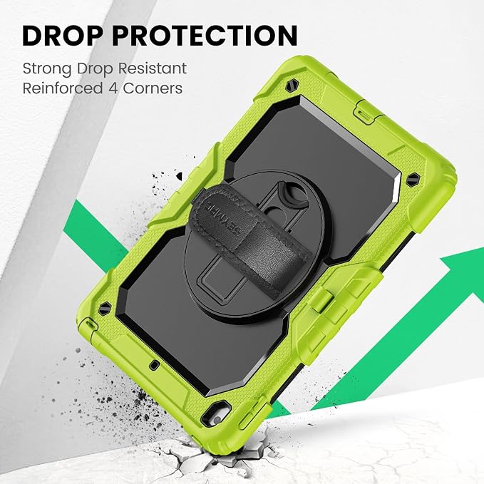 SEYMAC for iPad 9th/8th/7th Generation Case 10.2 2021-2019 Full-Body Shockproof Protective Case with Screen Protector Rotating Stand/Handle/Shoulder Strap for iPad 10.2 Blue/Black