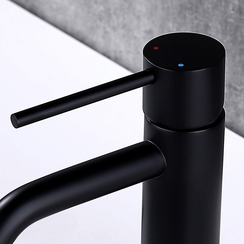 Single Hole Matte Black Bathroom Faucet with Pop Up Drain Assembly and Faucet Supply Hose, JXMMP Single Handle Lavatory Faucets for Sink, Black Sink Faucet Bathroom