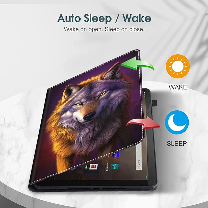 Case for All-New Amazon Fire HD 10 and 10 Plus Tablet (13th/11th Generation 2023/2021 Release) 10.1 - Slim Fit Standing Cover with Auto Sleep/Wake，Wolf
