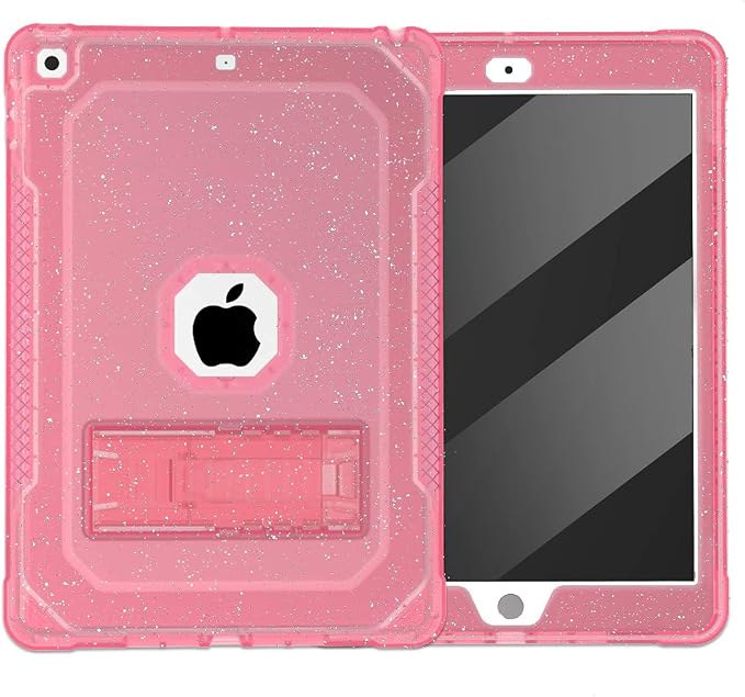 ZoneFoker Case for iPad Air 2 Case for iPad 6th/5th Generation 2018/2017 for Apple iPad 9.7 inch with Screen Protector/StandClear Glitter Full-Body Coverage Slim Cover for Girls Women (Blue+Purple)