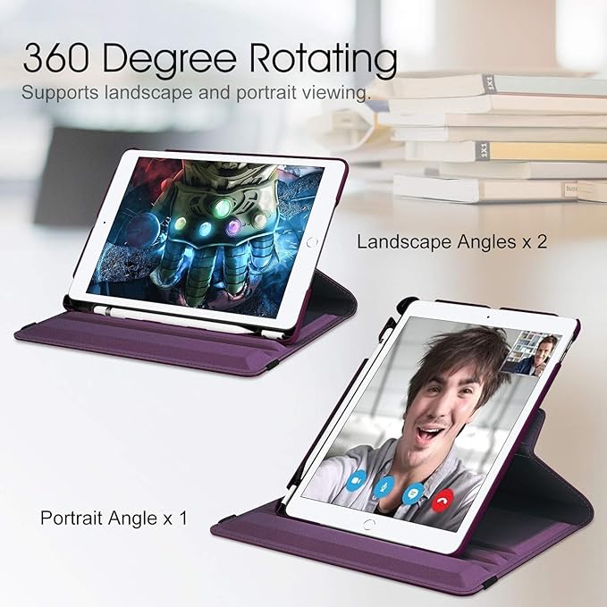 Fintie 360° Rotating Case for iPad 9th / 8th / 7th Generation 10.2 Inch | Swivel Stand Portrait &amp Landscape Viewing Shockproof Cover with Pencil Holder Auto Wake/Sleep Aqua Wave