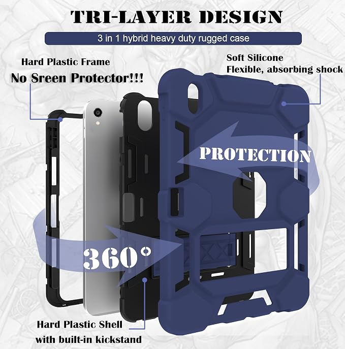 Case for iPad 11 11th Gen (A16) 2025 &amp 10th Gen 2022 10.9 Purple+Green | Kickstand | With Pencil Holder | Drop-Proof Silicone+Hard Shell | Raised Edge Protects Screen&ampCamera | Heavy Duty Pr