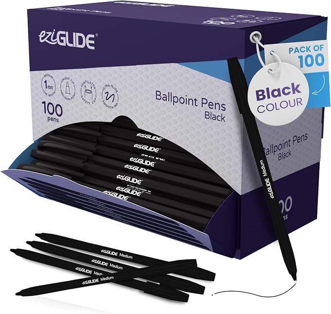 50-Pack Assorted Ballpoint Pens Easy Grip &amp Medium Point (1.0mm) | Precise Writing &amp Ergonomic Grip – Multipack Ball Point Pens Ideal for Home Office Teachers Exams Work &amp Stationary