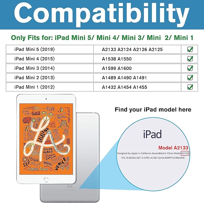Case for iPad Mini 5/4/3/2/1 Durable Shockproof Protective Cover for Apple 7.9 inch iPad Mini 1st2nd3rd4th5th Generation，Blue Dragon
