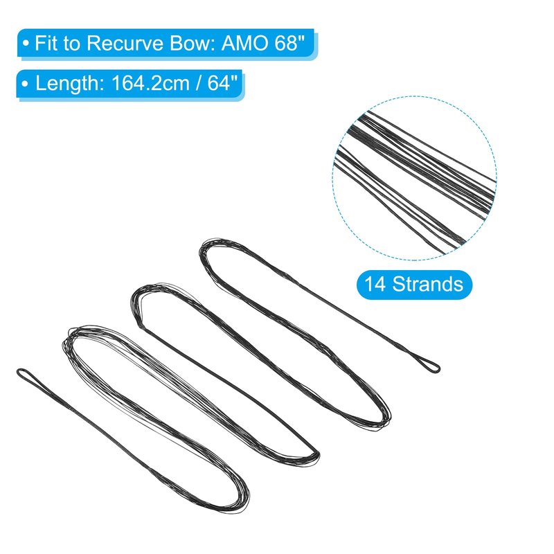 PATIKIL Bow String Replacement with 4 Nock Points for AMO 68", 14 Strands Traditional Long Bow Recurve Bowstring, Black