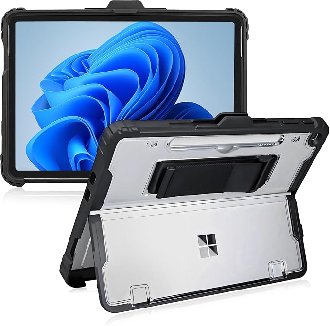 for Microsoft Surface Pro12 Case 1st Edition 12 Inch 2025Heavy Duty Rugged Protective Tablet Cover Kickstand Case (Black)