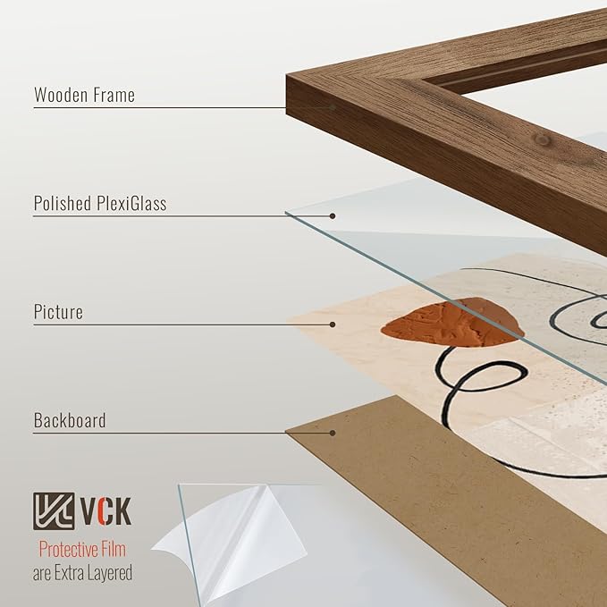 VCK 11x14 Brown Walunt Picture Frames 3 Pack, High-End Wood Wide Border Poster Frame,Tabletop & Wall Hanging, Multi-Directional Display Family Photos, Office Prints, Studio/Gallery/Home