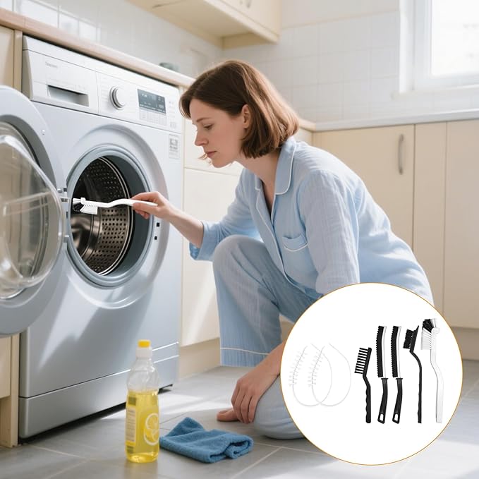 7PCS Washing Machine Cleaning Brush Kits,Durable Cleaning Tool for Washing Machine Drums,Crevice Brush for Bathroom, Shower and Kitchen