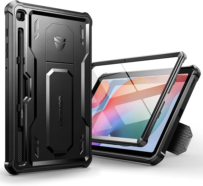 Dexnor Case for Samsung Galaxy Tab S6 Lite 10.4 Inch 2024/2022/2020 [Built in Screen Protector &amp Kickstand] with Pen Holder Heavy Duty Shockproof Full Body Protective Cover for Tab S6 Lite (Black