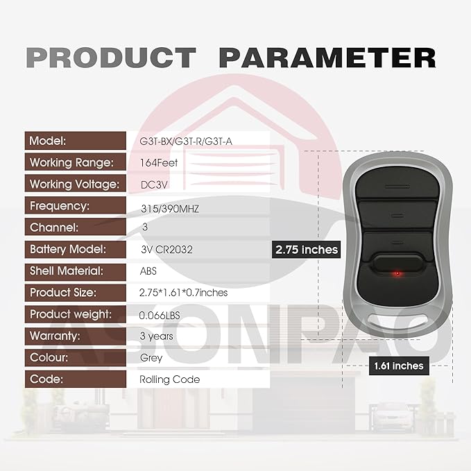 3 for Genie Garage Door Opener Remote G3T-A G3T-R G3T-BX Intellicode【10-Years-Warranty】