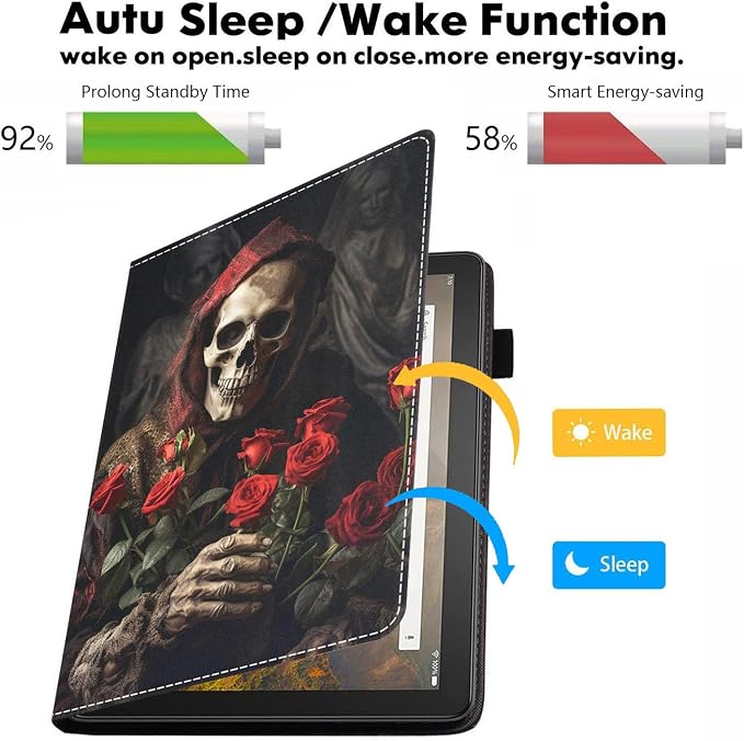 Case for Amazon Kindle Fire HD 10 Tablet 10.1 (9th/7th Generation 2019/2017 Release) - PU Leather Folio Case with Smart Auto Wake/Sleep African American Girl