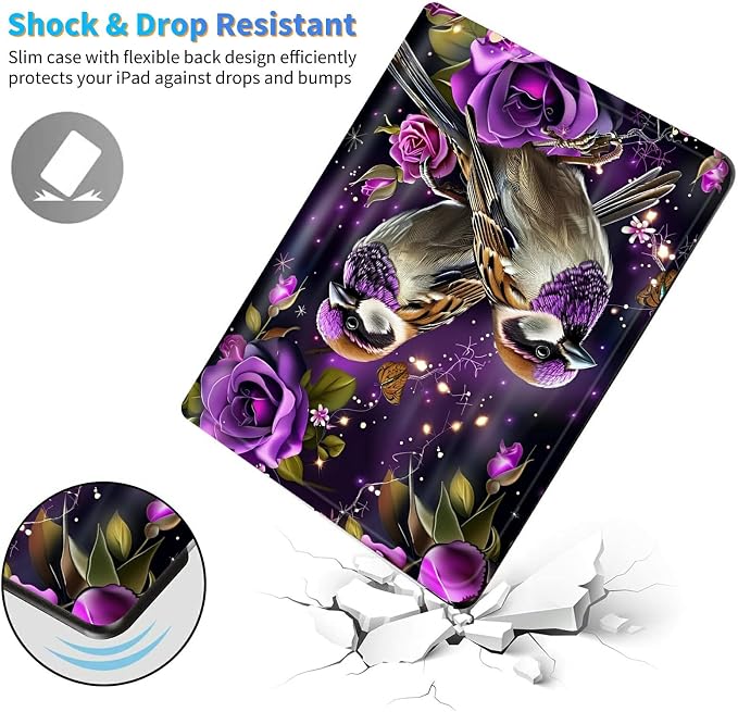for Samsung Galaxy Tab E 9.6 Inch 2015 (SM-T560/T561/T565/T567) Kickstand Case PU Leather Multiple Viewing Angles Stand Smart Cover for Galaxy Tab E 2015 2 Roses
