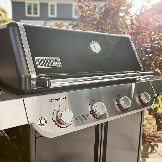 Weber Genesis E-415 Natural Gas Grill for Outdoor Grilling, 4 Burners, Black