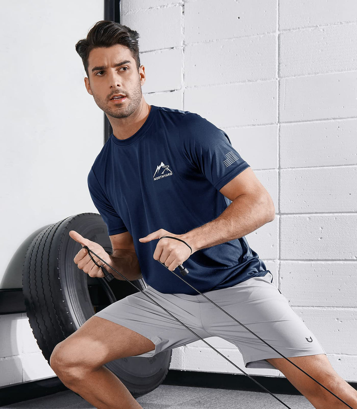 NORTHYARD Men's UPF 50+ Sun Protection Shirt Short Sleeve Swim Rash Guard SPF UV Athletic Workout Running T-Shirt Navy L