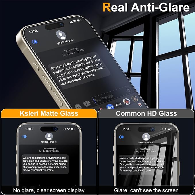 2 Pack for iPhone 15 Pro 6.1 inch Matte Glass Screen Protector Auto Dust Removal Easy Installation Anti Glare Anti Fingerprint Tempered Glass Film Dynamic Island Compatible Case Friendly