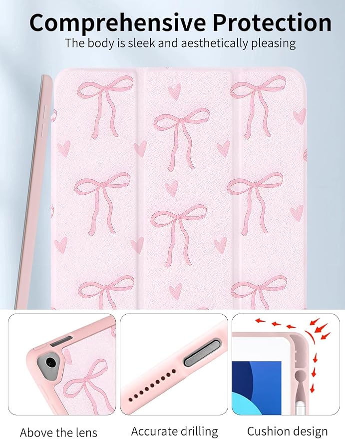 Case for iPad 9th/ 8th/ 7th Generation Case 10.2&amp10.5 Inch (2021/2020/2019 Release) Slim Lightweight Soft Trifold Back Cover with Pencil Holder &amp Auto Sleep/Wake CoverBeige Checkered