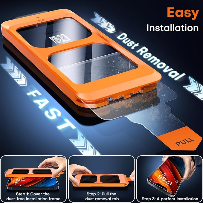 TOCOL for iPhone Air Screen Protector 9H Hardness Military Grade Shatterproof HD Tempered Glass Full Coverage Easy Installation 2 Pack