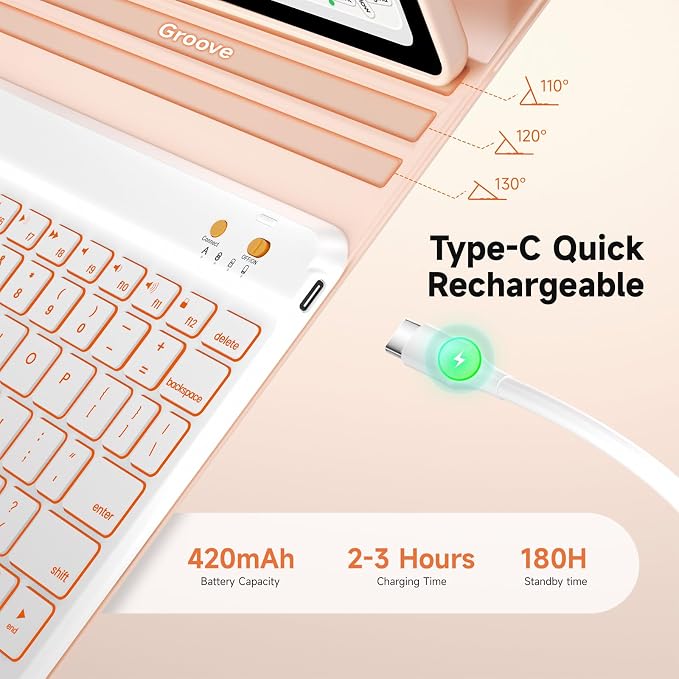 BLUTLOTUS Keyboard case for iPad 9th/8th/7th Generation 10.2 Inch - Backlit Wireless Detachable Folio Keyboard Cover with Pencil Holder for iPad 9th/8th/7th Gen Air 3rd Generation 10.5 Inch