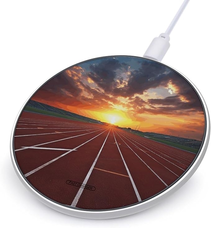 Dusk Running Track Wireless Charger 10W Fast Charging Pad Anti-Slip Qi Certified Wireless Charging Pad Charging Station Portable Phone Charger for All Wireless Charging Smartphone