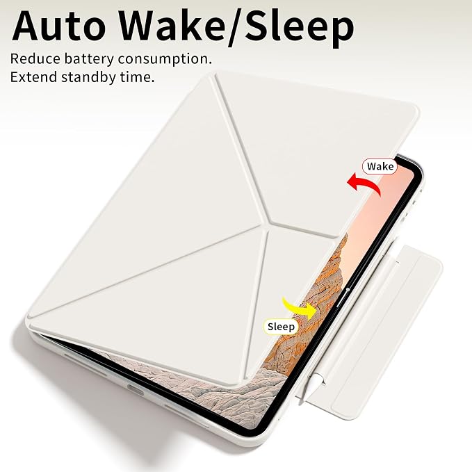 kenke Magnetic Case for iPad Air 11'' Air 10.9'' 5th/4th Gen Black | For iPad Air 11 M4 M3 M2 Air 10.9 (5th/4th 2022/2020) Multi-Folding Stand Cover Detachable Frame Back Auto Wake/Sleep
