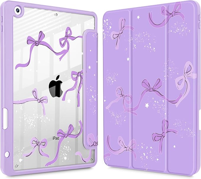 Tuiklol for iPad 10.2 inch 9th / 8th / 7th Gen 2021 2020 2019 Release Case | Built in Pencil Holder - TPU Protection Trifold Stand Stand Clear Back Tablet Cover With Auto Wake/Sleep Blue berries