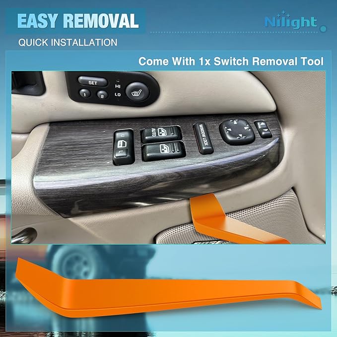 Nilight Power Master Window Switch Compatible with 1999 2000 2001 2002 Chevy Silverado 1500 2500 HD GMC Sierra 3500 Windows Control Switches