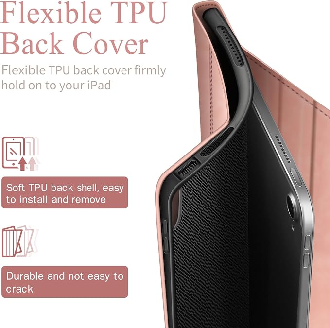 Antbox Case for iPad (A16) 11th (11'')/ 10th Generation (10.9'') Black | High Grade Skin-Touch Vegan Leather Built-in Pencil Holder Auto Sleep/Wake Function