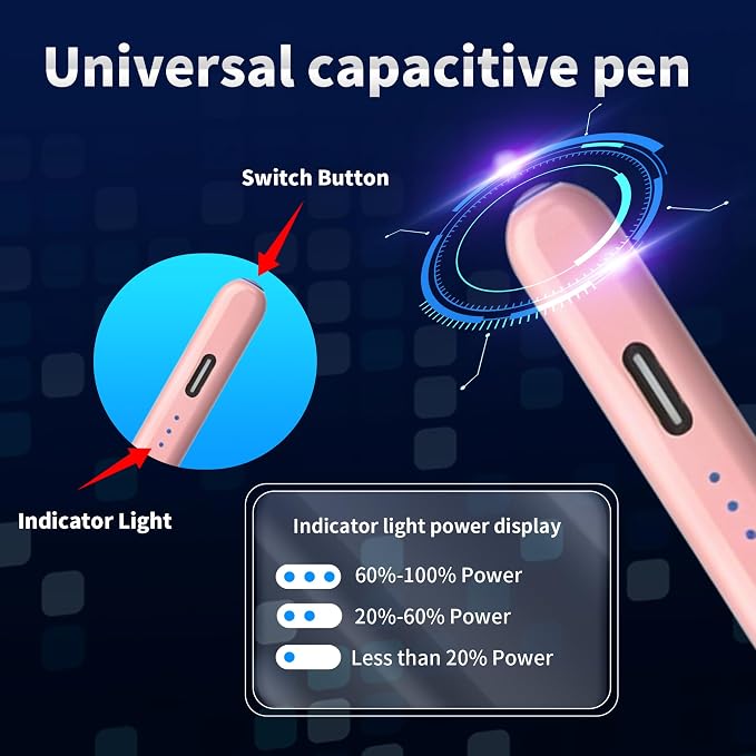 Stylus Pen Android for AMZ Tablet HD 10/Max 11 Compatible with Samsung/LenovoAccurate， Push-Button Switch On/OffLong Battery Life+2Tips(NW Black)