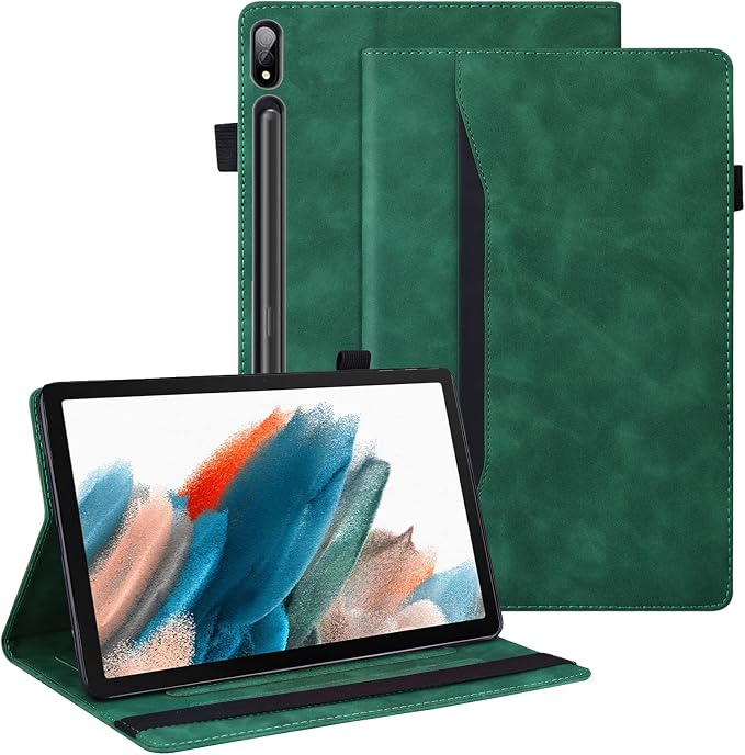Dteck Case for Samsung Galaxy Tab S9 FE+ Plus 5G Tablet Case 12.4 2023 with Pencil HolderPU Leather Embossed Flower Cat Folio Multi-Angle Viewing Stand Shockproof Protective Tablet 12.4 CoverBlue