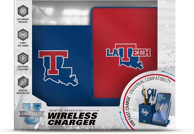 SOAR NCAA Unisex Cell Phone Wireless Charging Stand and Desktop Organizer