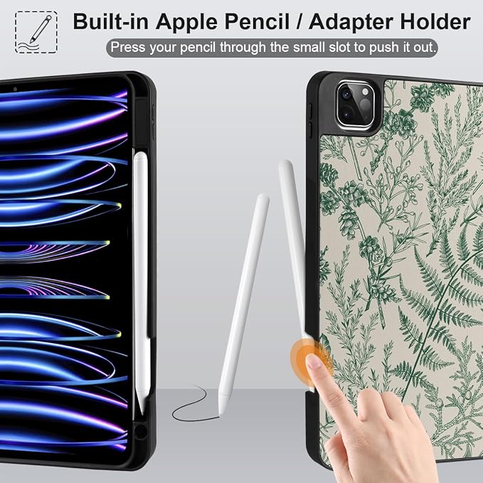 Case for iPad Pro 12.9 inch 6th Generation 2022 Built-in Pencil Holder + Trifold Stand + Auto Wake/Sleep + Protective Cover for iPad Pro 12.9 5th/4th/3rd Gen- Bear