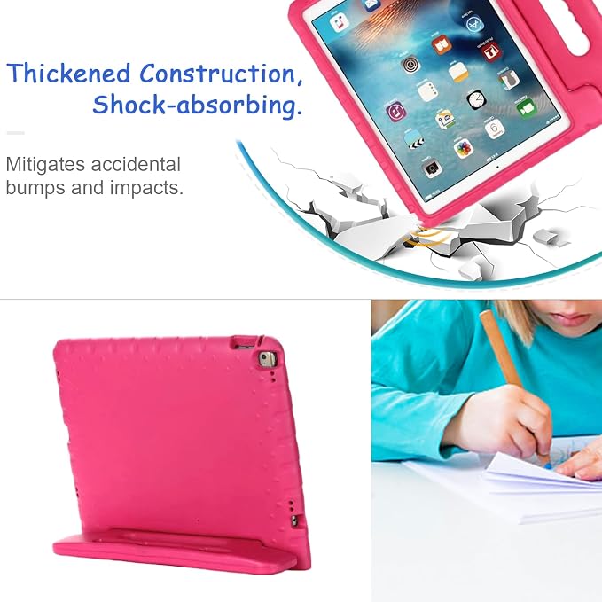 Kids Case for iPad Pro 11 M5/M4 &amp iPad Air 11 (2026/2025/2024) Shockproof Case with Pencil Holder Techcircle Light EVA Foam Handle Stand Bumper Protective Child Friendly Drop Proof Cover Black