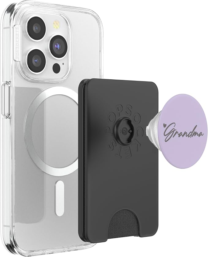 Light Gray Purple Heart Grandma PopSockets Adhesive PopGrip