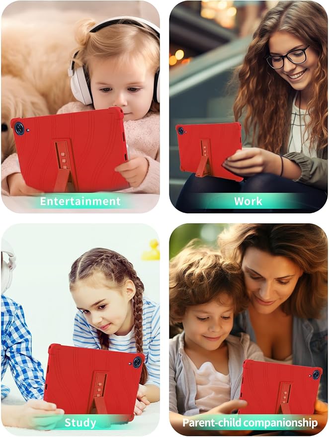 Case for Urao G140L Tablet 14 inch Android 15 TabletWUNIAK Shock Proof Lightweight Stand Rubber Shell Protective CoverKids Friendly Soft Silicone Adjustable Stand CoverBlack