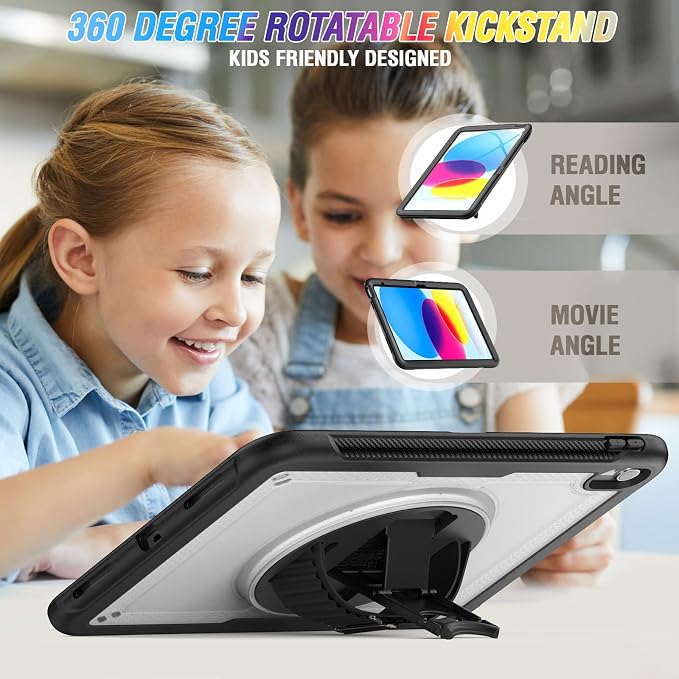 Case Compatible with iPad (A16) 11th 2025/10th Gen 2022 | Built-in Screen Protector Pen Holder Heavy Duty Shockproof Rugged Protective Case W/Handle Shoulder Strap