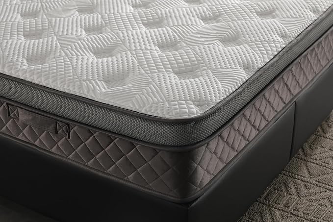 Ottomanson King 12” Eurotop Hybrid Mattress - Premium Quilted Cover - Made in USA - Medium-Firm Support - Individually Pocketed Coils & CertiPUR-US Foam - Fiberglass-Free - Bed in a Box