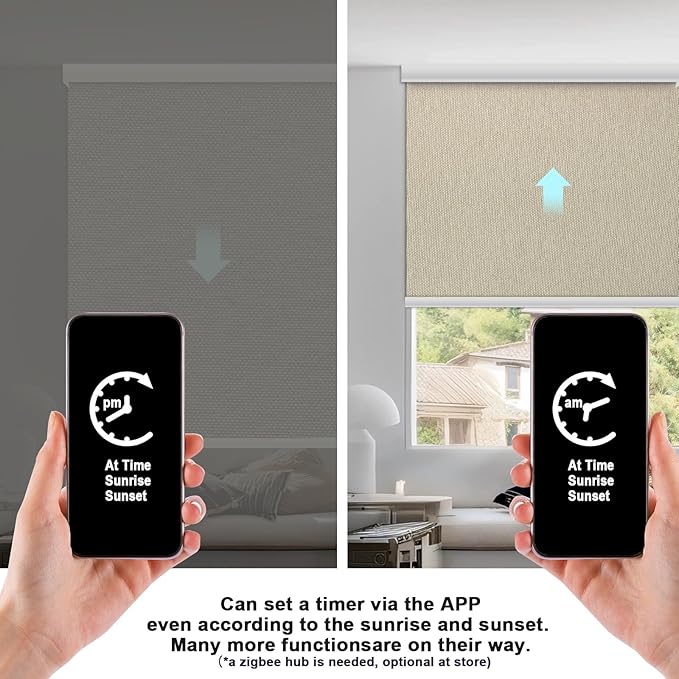 COOLWINDS Motorized Blinds with Remote Cordless Automatic Motorized Shades Custom Blinds for Windows Smart Curtains Compatible with Alexa Google Home(Blackout Sweet Latte,W46 x H72in)