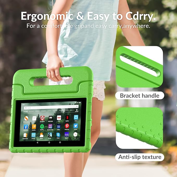 Kids Case for Kindle Fire HD 8 Tablet Case (8th/7th/6th) Shockproof Blue | 2018/2017/2016 Release Lightweight EVA Handle Stand Full Protection For Kids Daily Use