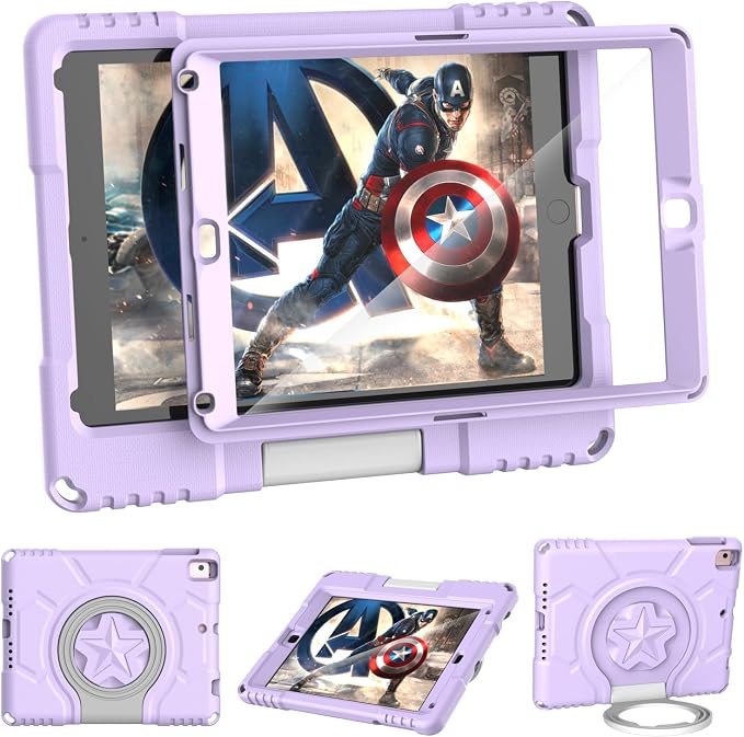 Kids Case for iPad 5th/6th Generation 9.7-inch 2017/2018 Release Lainergie iPad Air 2 Case with Screen Protector iPad Pro 9.7 Protective Cover Case Lightweight Shockproof with Handle Stand Black
