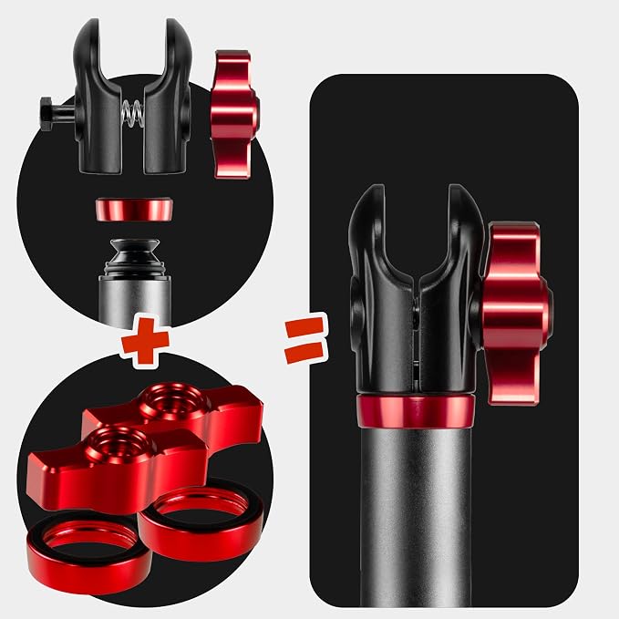 Tackform 10 Long 20mm Ball and Socket Arm DuraLock 20 Series Aluminum Tube Arm | Dual 20mm Sockets and Optional Anti-Theft Knobs | Black