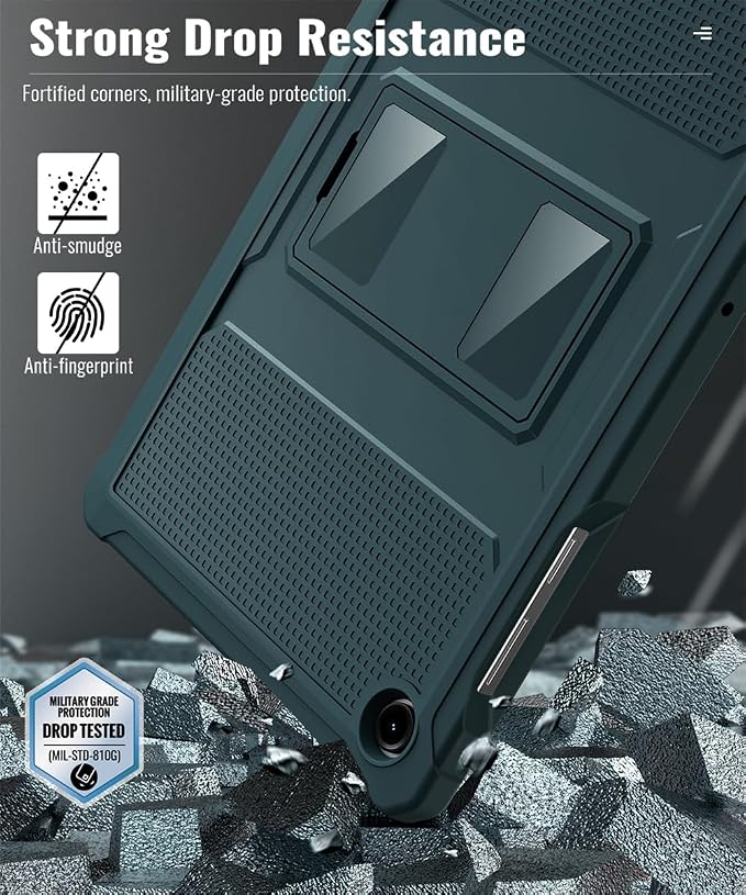 MoKo Shockproof Case Fit Samsung Galaxy Tab A11+ Plus/ A9+ 11 Inch | Full Body Rugged Stand Back Cover with Built-in Screen Protector for Galaxy Tab A11+/ A9+ Tablet Light Gray