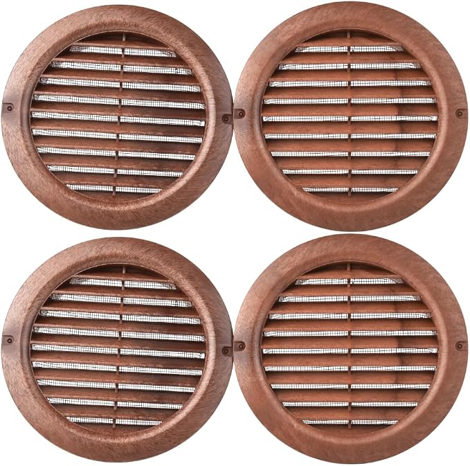 VENTS-US - 4" Brown Round Plastic Vent Cover - Compatible with 4 Inch Diameter