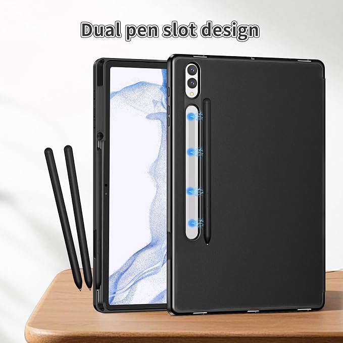 Case for Samsung Galaxy Tab S8 Plus 2022 / S7 FE 2021 / S7 Plus 2020 12.4 Case with S Pen Holder Dual Slim Folio Stand Protective Tablet Cover Multi-Angle Viewing Auto Wake/Sleep(Black)