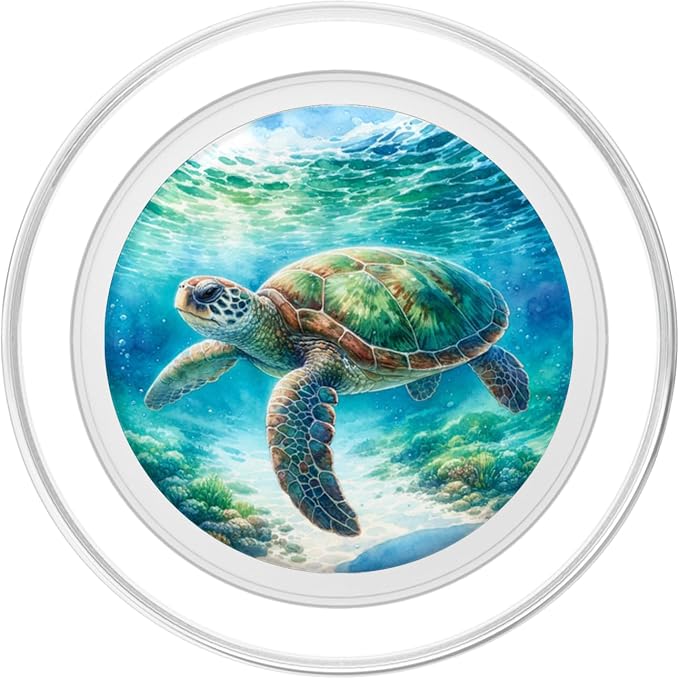 Green Sea Turtle Relaxing Watercolor for Sea Turtle Lovers PopSockets Adhesive PopGrip