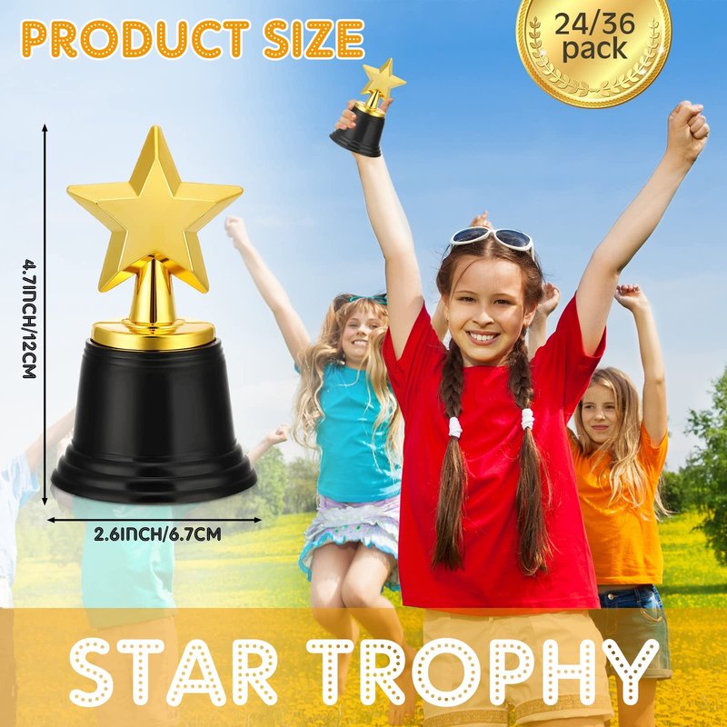 Jerify 24 Pcs Mini Star Trophy Awards Bulk 4.7 Inch Gold Trophy Awards Plastic Cup for Party Favors Soccer Football Winning Prize Competitions Carnival Rewards