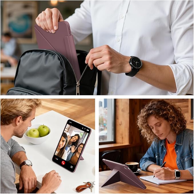 Case for iPad A16 11th/10th Generation 11/10.9 inch Black | Magnetic Attachment Slim Soft TPU Protective Case Multi Angles Hidden Pencil Holder Shockproof Frame Auto Wake/Sleep