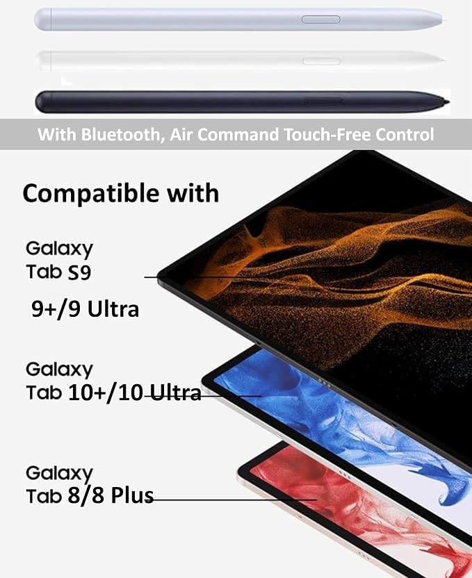 Tab S9 | Tab S10 S Pen [with-Bluetooth] Replacement for Samsung Galaxy Tab S9 S9+ S9 Ultra S10+ S10 Ultra Stylus Pen Air Command Touch-Free Control with 5*Tips/Nibs (Beige)